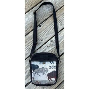 Pendleton Crossbody Satchel Purse Wool Canvas Bison Western - Black